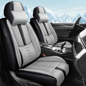 Car Seat Covers for Kia K4 2025,Waterproof Leather Seat Covers 5-Seats Luxury,Interior Accessories with Airbag,Automobile Seat Cover Sets for K4(Black+Gray)