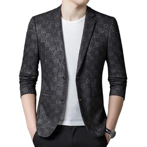 Men Plaid Printed Sport Coat Vintage Checked 2 Button Casual Suit Jackets Lightweight Slim Single Breasted Blazer