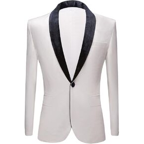 Men's Premium Velvet Blazer Jacket Slim Fit Solid Shawl Lapel Tuxedo Suit One Button Dinner Party Prom Sport Coat