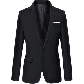 Men's Casual Slim Fit Suit Blazer Lightweight One Button Solid Business Jacket Skinny Daily Formal Sport Coat
