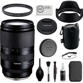 Tamron 17-70mm f/2.8 DI III-A VC RXD ZOOM Lens متوافقة مع كاميرات Sony E Mount مجمعة مع مرشح UV 67 مم + BEACS + Deluxe Cleaning Kit + Caper Caper + Microfiber Cloth (7 عناصر)