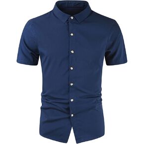 Maiyifu-GJ Men's Regular Fit Short Sleeve Dress Shirt Solid Business Casual Shirts Lightweight Slim Fit Button Down Shirt