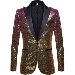 Men Shiny Sequins Suit Jacket Blazer One Button Luxury Party Tuxedo Weddings Dinner Prom Shiny Banquet Sport Coat