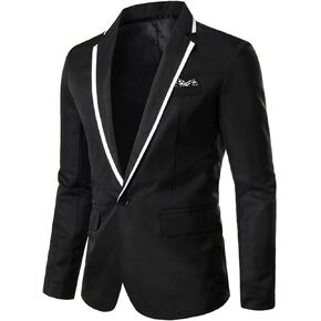 Men's Slim Fit Lightweight Suit Jacket One Button Lapel Slim Fit Business Blazer Casual Wedding Party Sport Coat