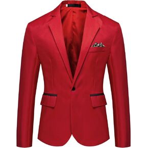 Men Casual Slim Fit Suit Jacket Lightweight Notched Lapel Business Sport Coat 1 Button Daily Wedding Party Blazer