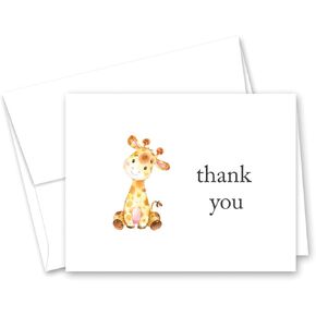 50 cnt Pink Giraffe Baby Shower Thank You and Envelopes