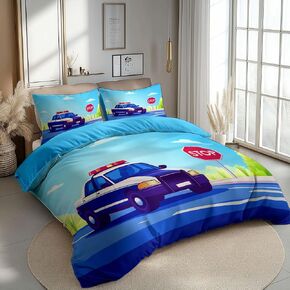 3PCS Neon Flickering Space Icons Duvet Cover California King Bedding Sets, Dark Purple Soft Microfiber Quilt Cover, 2 Pillow Cases for Boys Girls Toddler Kids Bedding