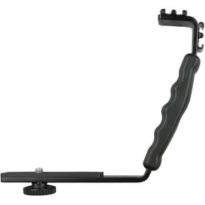 فوتجا ثقيلة L-Bracket مع 2 حذاء ساخن لتلك الفيديو LED LED Camera Camera Flash Camcorder Microphone Phone Filming