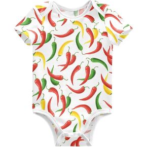 Wusikd Red Yellow Green Chili Unisex Baby Bodysuit Cotton Peppers Baby Short Sleeve Clothes 3 Months for Boys Girls