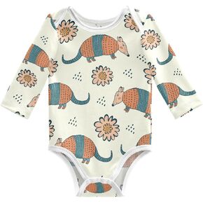 Wusikd Colorful Armadillo Unisex Baby Bodysuit Cotton Flowers Baby Long Sleeve Clothes 3 Months for Boys Girls