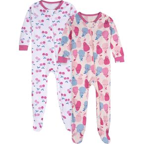 Onesies Brand Baby Girls' 2-Pack Footed Pajamas, Pears, 0-3 Months