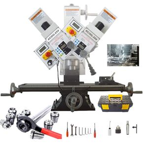 TECHTONGDA High-Precision Mini Milling Machine MT3 with Brushless Motor and Digital Readout Benchtop Mill/Drill for Fine Metal & Wood Processing 1100W Power Infinitely Variable-Speed (50-2250rpm)