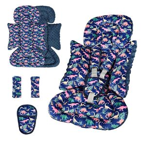 SWESEN Infant Car Seat Insert with 3 Strap Covers Set, Reversible Newborn Baby Car Seat Head Body Support for Girl, Soft 3 in 1 Baby Car Seat Cushion for Strollers, Bouncers, Swing, Floral