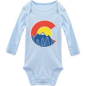 Colorado Flag and Mountain Baby Boys Girls Bodysuit Long Sleeve Romper Infant Jumpsuit Outfit
