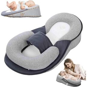 2025 New Baby Wedge Pillow for Newborn Support, Baby Feeding Support Pillow for Reducing Spit-Up, Babies Reflux Wedge Breastfeeding Pillow, Anti Reflux Newborn Feeding Pillow (B)