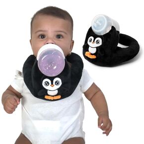 Bottle Holder for Baby - Penguin - Promotes Motor Skill Development and Independence - Soft with Secure Adjustable Velcro Closure