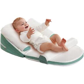 Adjustable Baby Feeding Pillow - Anti Overflow Support with Removable Cover, Portable Nursing Pillow for Breastfeeding & Tummy Time, Baby Wedge Pillow for Newborn (Off White/Gray Stars)