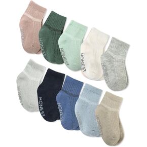 HonestBaby Multipack Cozy Socks Sustainably Made for Infant, Newborn Baby, Toddler, Kids Boys, Girls, 10-Pack Blue Sunrise, 4T-5T