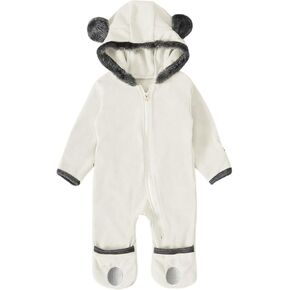 Boys And Girls Bear Foot Fleece Hooded Foot Autumn And Winter Crawling Suit Baby Boy Raincoat 2t Lightweight Rain Jacket