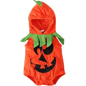 Boys and Girls Infants Fall and Winter Halloween Sleeveless Hooded Pumpkin Crawl Boys Rain Jacket Size 14 Toddler Coat