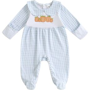 Kuriozud My First Halloween Baby Girl Boy Outfit Newborn Pumpkin Jumpsuit Romper Halloween Footie Pajamas Coming Home Outfit