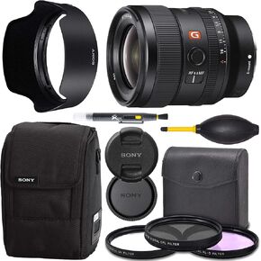 Sony FE 24mm f/1.4 GM: Full Frame Lens (SEL24F14GM) + Pro Starter Bundle Kit - International Version (1 Year Warranty)