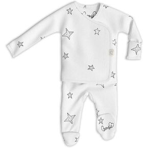 Bonsie Skin to Skin Babywear Footie - White Baby Footed Bodysuit - Stars