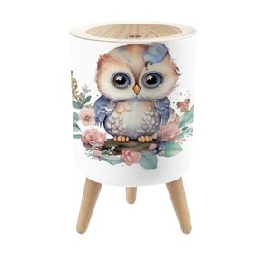 Small Trash Can with Lid Cute Green Dragon Hand Drawn Watercolor Nursery White 1.8 Gallon Dog Proof Trash Can Round Garbage Can Waste Bin Wastebasket for Bathroom Bedroom Living Room
