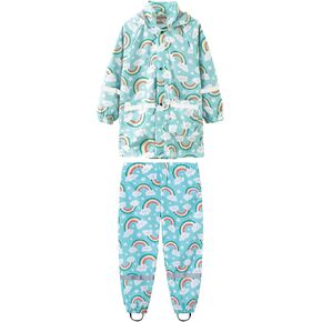 ToddlBy Toddler Boy Girl Raincoat Waterproof Rain Suit Kids Hooded Jacket and Pants Set (Light Blue, 8-9 Years) a129