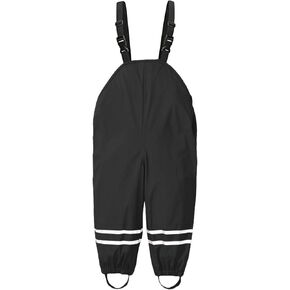 ToddlBy Kids Suspender Rain Pant Boys Girls Overalls Waterproof Rain Trousers Toddler Dirty Proof (Black, 3-4 Years) q188