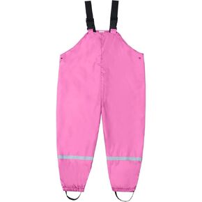 ToddlBy Kids Waterproof Suspender Rain Pant Overalls Toddler Boys Girls Dirty Proof Rain Trousers (Hot Pink, 4-5 Years) q72