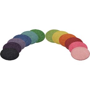 12 Rainbow Kids Crazy Carpet Circle Seats 18" Round Soft Warm Floor Mat - Cushions | Classroom, Story Time, Group Activity, Time-Out Spot Marker and Fun. Home Bedroom & Play Areas - USA Made