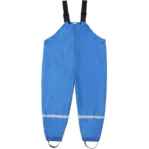 ToddlBy Kids Toddler Waterproof Suspender Rain Pant Overalls Boys Girls Dirty Proof Rain Trousers (Blue, 8-9 Years) a69