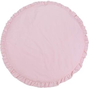 Pink Children Play Mat Baby Crawling Mat Kids Teepee Mat Tent Round Rug Ruffled Baby Mats Cotton Carpet for Baby Floor Kids Room Decoration 39.3 inches