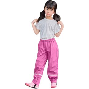 ToddlBy Toddlers Rain Pants Waterproof Lightweight Rain Trousers Kids Reflective Unisex Boys (Hot Pink, 2-3 Years) a41
