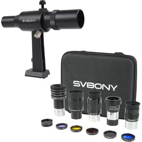 SV182 Finderscope for Telescope, 6x30 Finder Scopes, Positive Image Optical Viewfinder with SV233 12 Piece Telescope Accessory Kit Planetary Eyepiece, Barlow Lens, Filters for Astronomical Visual