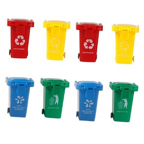 BESTonZON 8Pcs Push Trash Can for Garbage Bin for Safe Plastic Recycling Bin Fun Educational Present for Boys