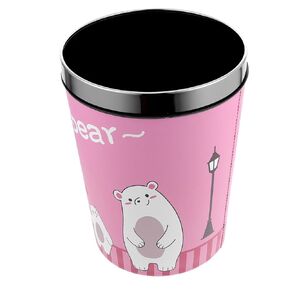 Cute Cartoon Bear Wastepaper Storage Basket PU Trash Can for Bedroom Charming Design for Home Decor for Organizing Waste