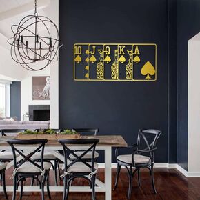 Metal Art Wall Decor, Poker Wall Art, Playing Cards Metal Wall Art, Metal Wall Decor, Different Wall Decor, Living Room Decor, Game Room Decor, Gift For Gamer (35" x 16"/90x40cm, Gold)