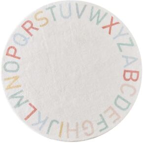 ABC Alphabet Round Rug for Kids Play Mat Baby Educational Learning Nursery Area Rug Washable Non-Slip Crawling Mat Carpet for Playroom Bedroom Decor (Colored Letters, 39in/100cm)
