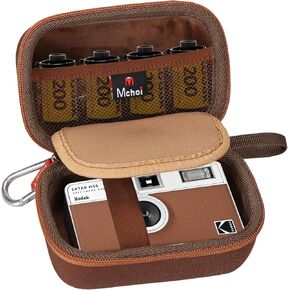 Mchoi Hard Travel Case Suitable for KODAK EKTAR H35 H35N Half Frame Film Camera, Digital Camera Organizer Holders for Kodak Ultra F9 M35 M38 Paper Shoot Camera, 35mm Film Rolls, Case Only (Brown)