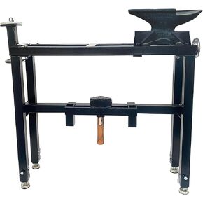 Industrial Machinery Blacksmith Anvil Vise Base Stand with Adjustable legs and built-in Tool holder,Black