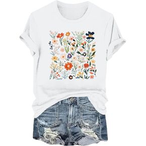 Womens Summer Tops Graphic Tees Workout Cute for Women Women's Clothing Golf Shirts Casual Outfits Cotton Shirts