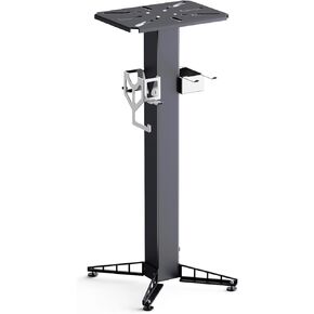 Floor-Mount Vise and Grinder Stand, 34" Tall, Heavy-Duty Carbon Steel, Black, Stable Floor-Mounted Workstation for Notching Machines, Grinders, Vises, Shears, and Shrinkers