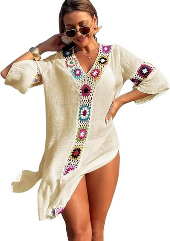تغطية ملابس السباحة للنساء v-neck 3/4 جانب الألوان الجانبية الشق الذروة in Saudi Arabia