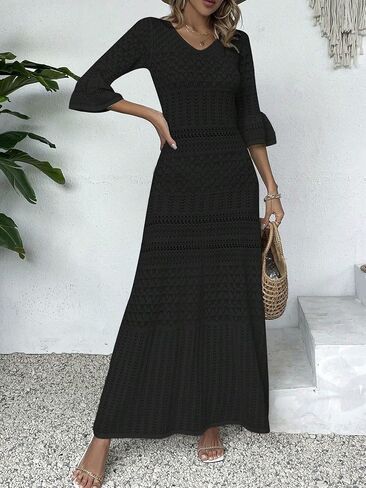 swimsuit coverup for women Sleeve V-Neck Knit Cover Up Dress in Saudi Arabia