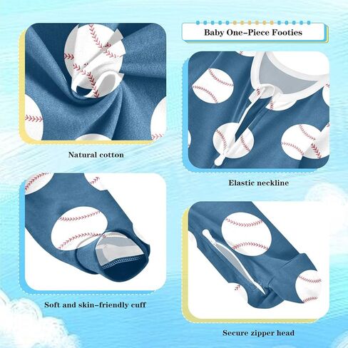 Pfrewn Baby One-Piece Footies Newborn Rompers Cotton Footed Sleep Play for Boys Girls 3M in Saudi Arabia