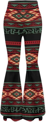 Women's 70S Yoga Pants Flare Ladies Hippie Flower Flared Leggings Athletic Leggings High Waisted Workout Pants in Saudi Arabia