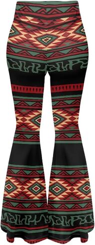Women's 70S Yoga Pants Flare Ladies Hippie Flower Flared Leggings Athletic Leggings High Waisted Workout Pants in Saudi Arabia