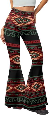 Women's 70S Yoga Pants Flare Ladies Hippie Flower Flared Leggings Athletic Leggings High Waisted Workout Pants in Saudi Arabia